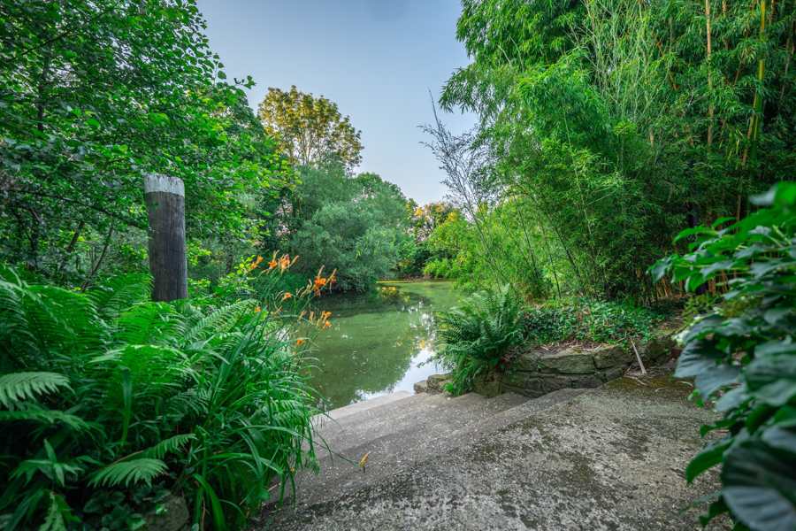 Eigene Treppe hinunter zur Werse mit Blick über das Wasser